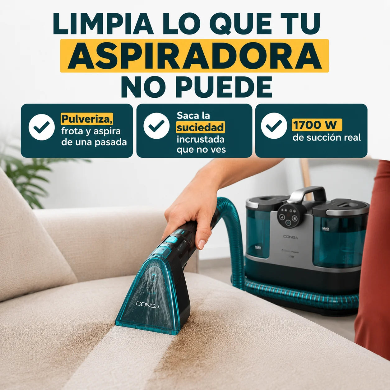 Conga 7000 Carpet&Spot Clean Steam XXL Pro – Deja tus sofás como el primer día