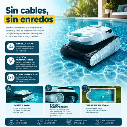 Cecotec Pooldroid 5000 TotalClean Pearl – Piscina limpia, sin esfuerzo