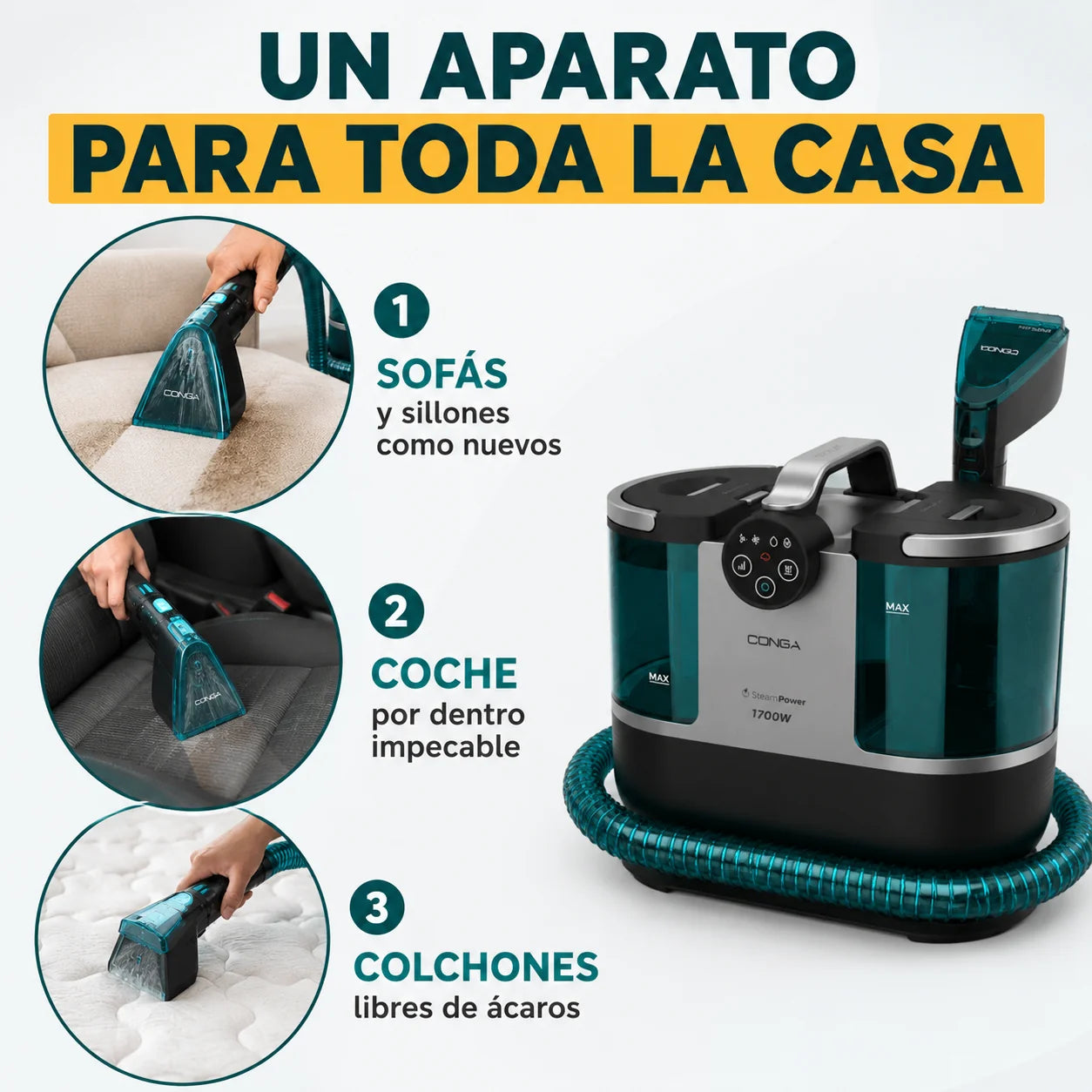 Conga 7000 Carpet&Spot Clean Steam XXL Pro – Deja tus sofás como el primer día