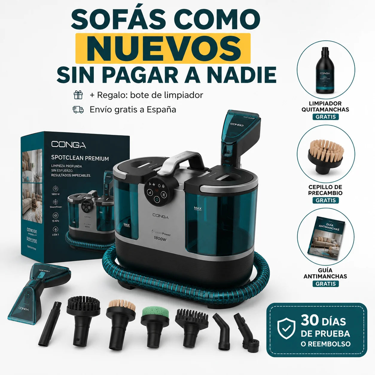 Conga 7000 Carpet&Spot Clean Steam XXL Pro – Deja tus sofás como el primer día
